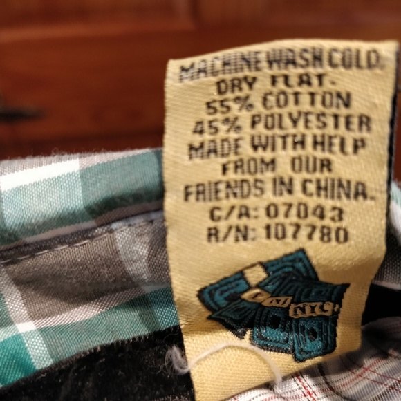 One90One Plaid Button-Up Shirt MED Velvet Trim Snap Grommet Zipper Detail - Picture 7 of 7